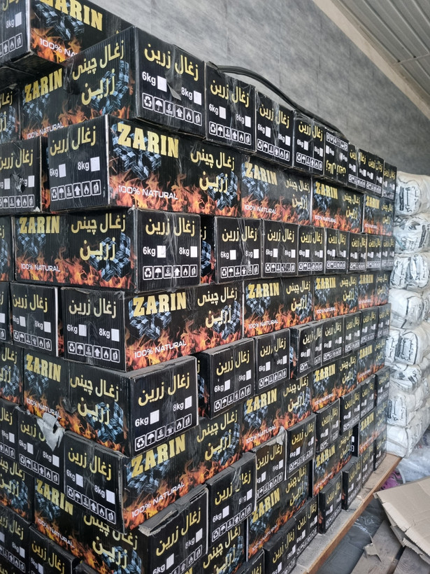 ذغال قلیان-زغال قلیان برند زرین - ذغال چینی بامبو کارتنی 8کیلویی صادراتی